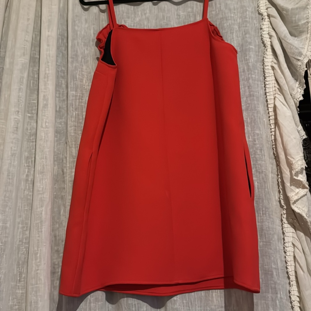 Topshop Red Ruffle Mini Dress Size 10 - Picture 5 of 5